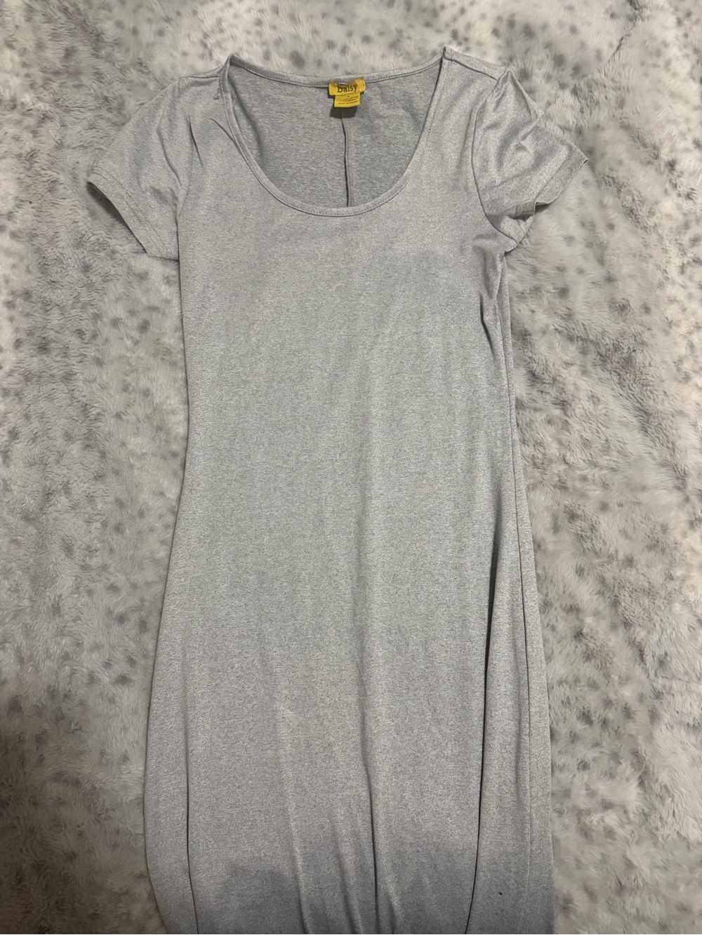 Silver Scoop Neck Short Sleeve Maxi Dress